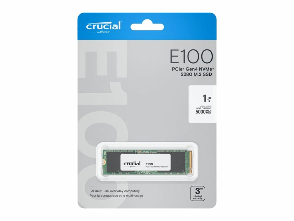 1a4bc98345eeaecd6a619d80392d65e52ff7ce5aadd6634236bc935b5ef079f8-1.jpg Crucial E100 | 480GB NVMe SSD | M.2 Gen4 | 4.700MB/s Lezen | 2.500MB/s Schrijven - Afbeelding 1