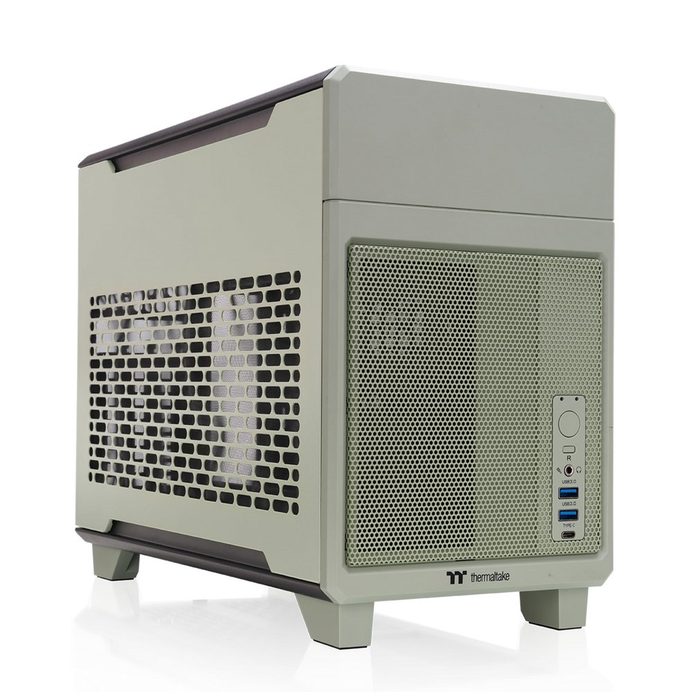 39d0b2a42928491c692c613650b658108e0c02ae15faa39ef7f384233ab0a9a6.jpg Thermaltake The TR100 | Mini-ITX Case | Matcha Green (CA-11A-00SENN-00) - Afbeelding 1
