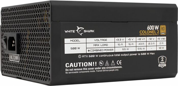 White Shark Colonel 2 | 600 Watt Bronze ATX PSU | Power Supply | Voeding - Afbeelding 5
