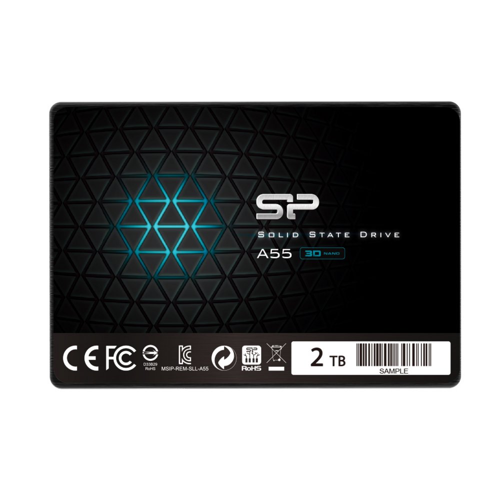 6f4d9c009ff8461e9a05dc3584385fb8e59581a59ee4996c314b83bc10eba4c5.jpg Silicon Power A55 | 2TB SATA SSD | 2.5'' | 500MB/s Lezen | 450MB/s Schrijven - Afbeelding 1