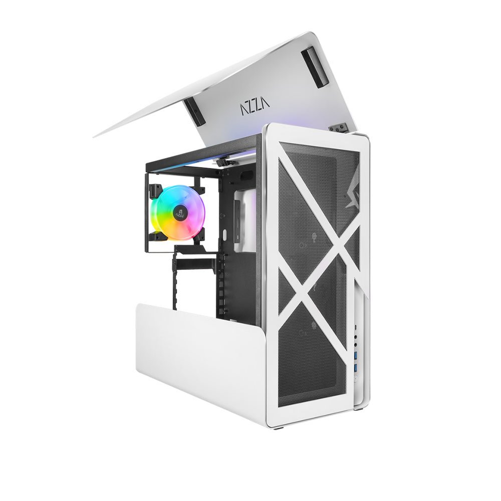 8ca9a160e640cec1840dc32d9412a47182dd7759e3f6b71430feda2fcfb16232.jpg Azza Cast 808 RGB | Midi Tower Case | Wit - Afbeelding 1