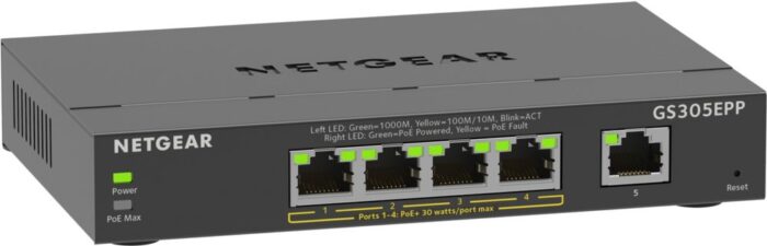 GS305EPP-100PES | 5-poorts Gigabit Smart Managed Plus PoE+ Switch | 120W PoE-vermogen | VLAN/QoS | Webbeheer - Afbeelding 2