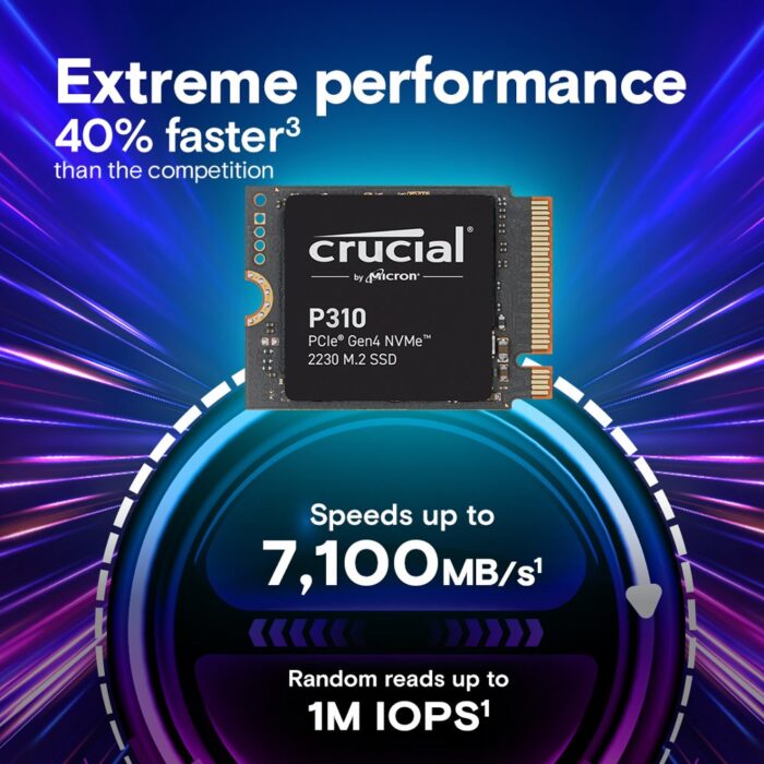 Crucial P310 | 1TB NVMe SSD | M.2 30mm | Gen4 | 7.100MB/s Lezen | 6.000MB/s Schrijven - Afbeelding 3