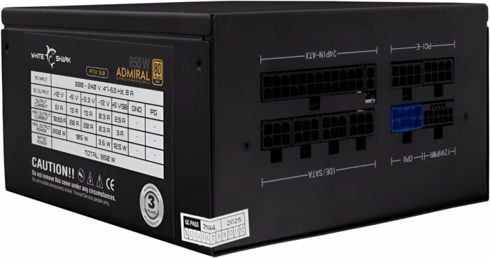 White Shark Admiral | 850 Watt Gold ATX 3.0 PSU | PCIe 5.0 | Power Supply | Voeding - Afbeelding 2
